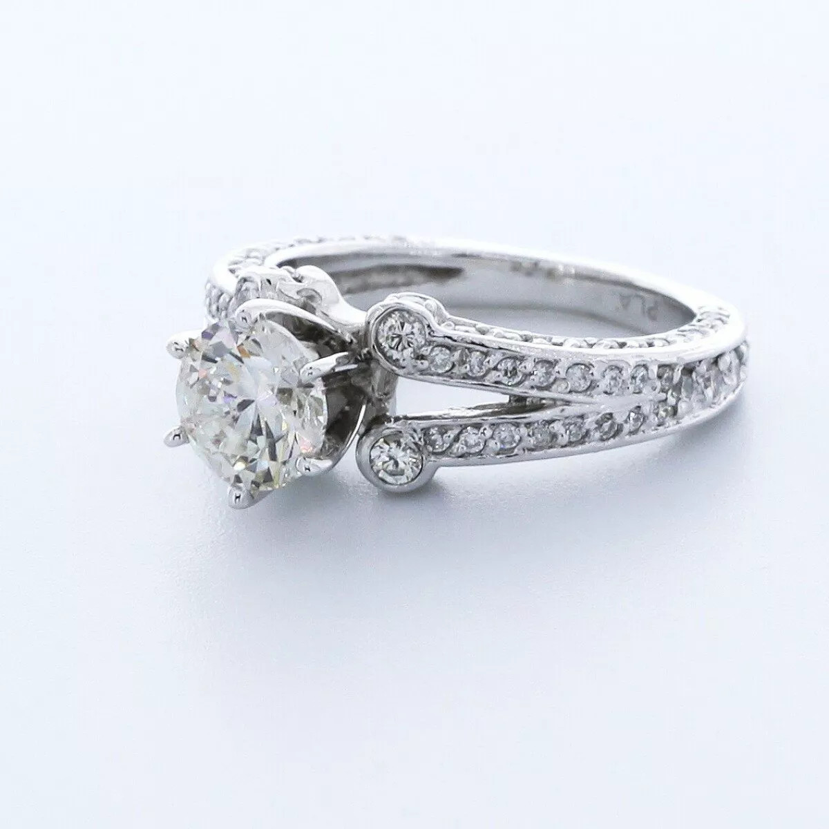 Side Stone Engagement Ring Solid Platinum 2.73 CT Round Lab-Grown Diamond E VS1