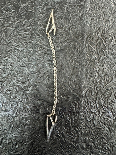 Vintage Silver Tone Leaf Sweater Guard Clip Cardigan Collar Chain Mid Century