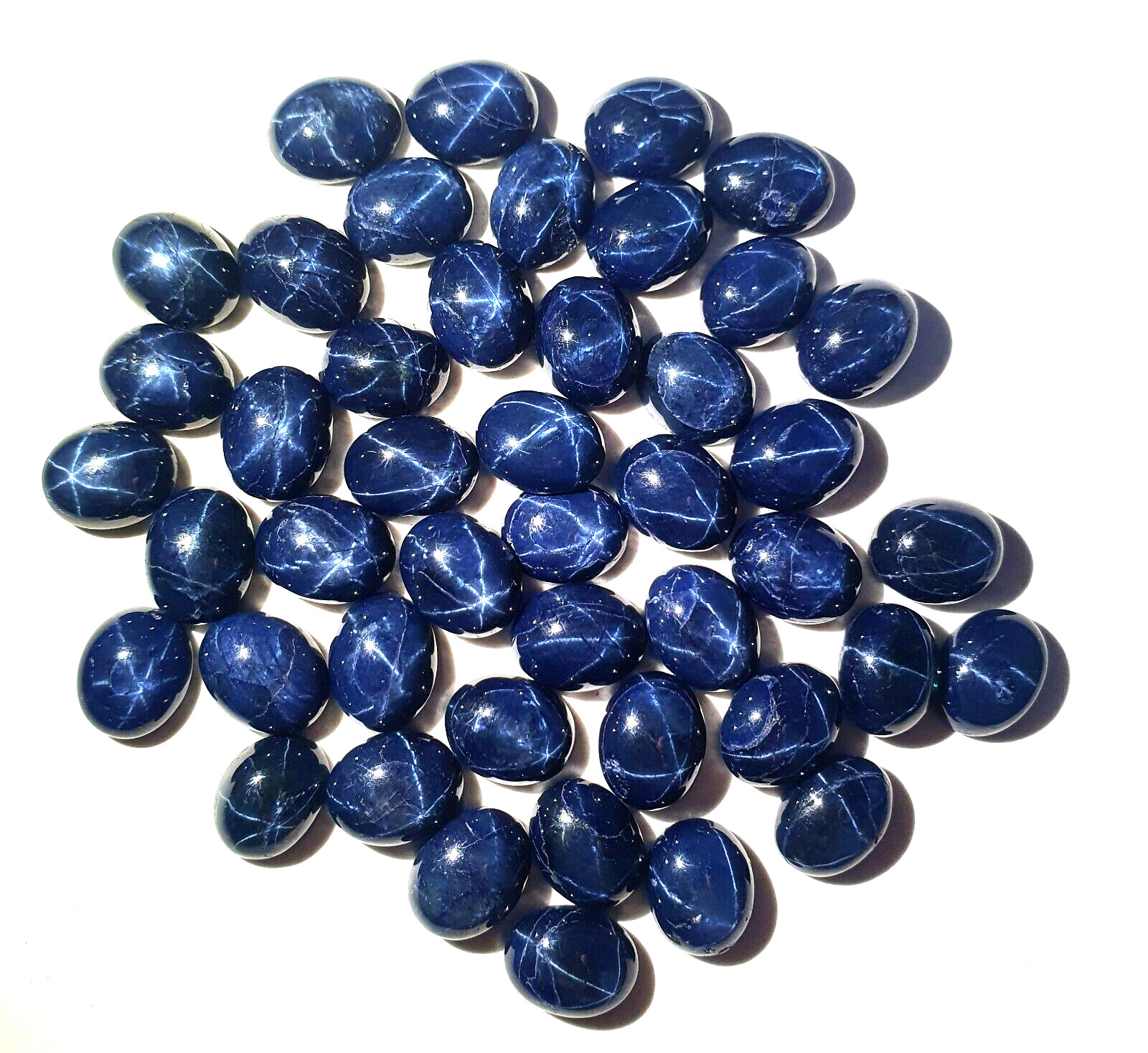 Natural Diffused Star Blue Sapphire Oval Cabochon Gemstone 5 Pcs 7*9 MM 17 CT