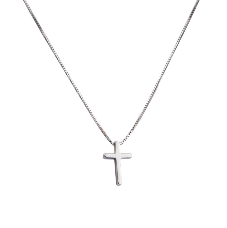 Small Plain & Simple Cross Pendant 18″ Necklace Fine Sterling Silver Plated A1