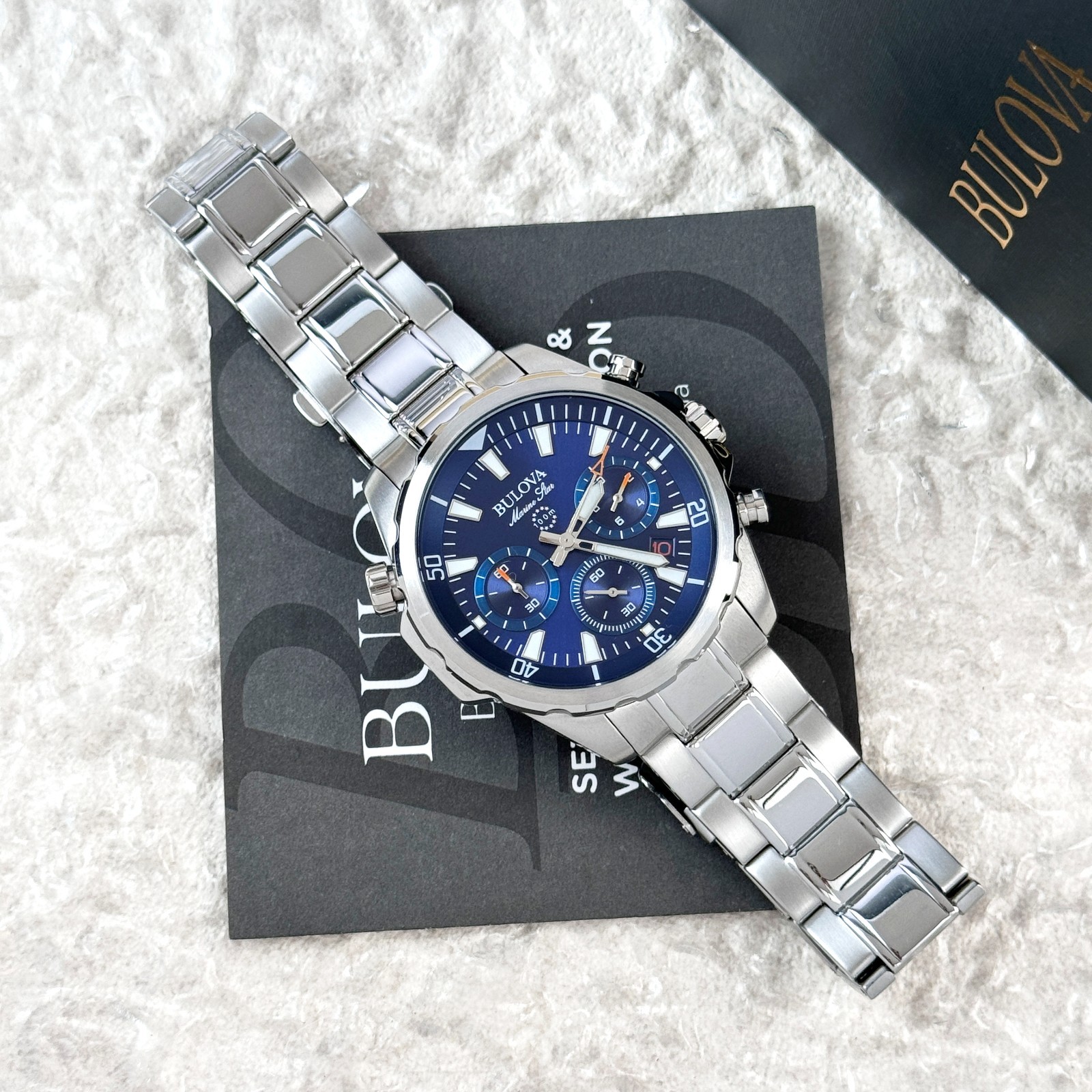 Bulova Marine Star Blue Dial Stainless Steel Chronograph Men’s Watch 96B256