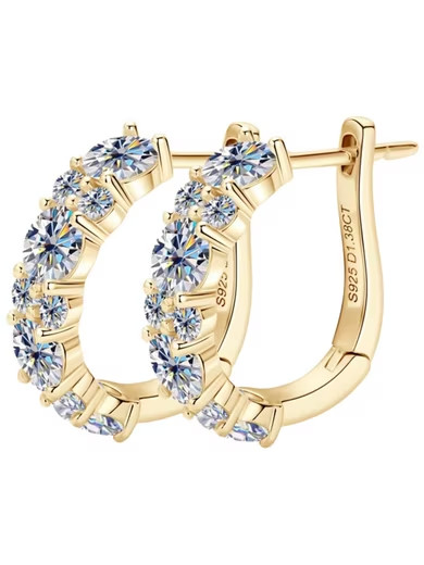 Hoop Earrings Women 925 Silver 18K White Gold Moissanite Luxury Jewelry