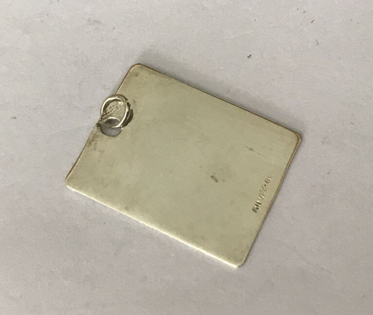 Sterling Silver 925 Square Blank Tag Disc Corner Engraved Charm Pendant D33
