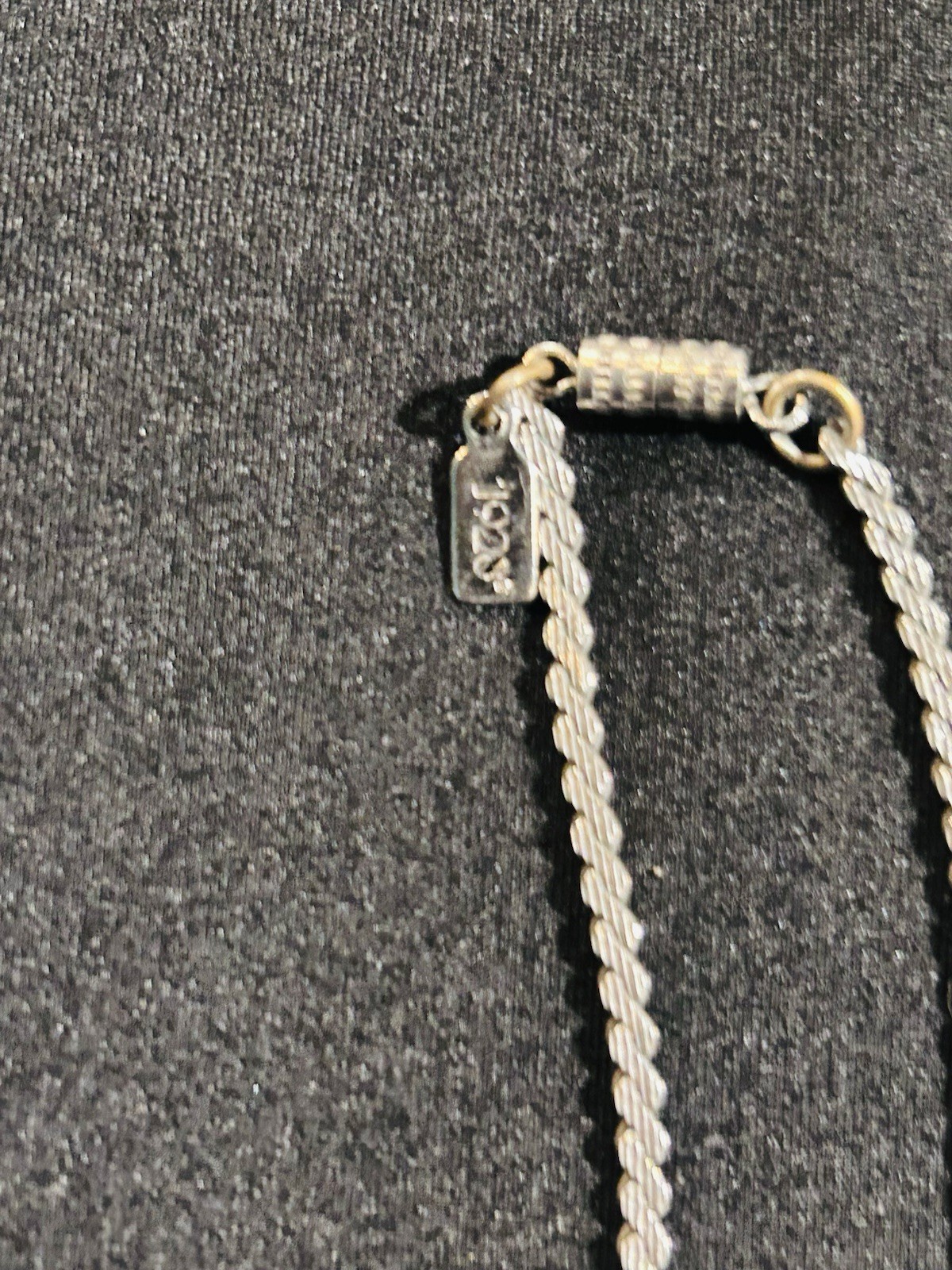 1928- Silver Tone Rope Chain Necklace Oval Pendants Vintage Inspired.