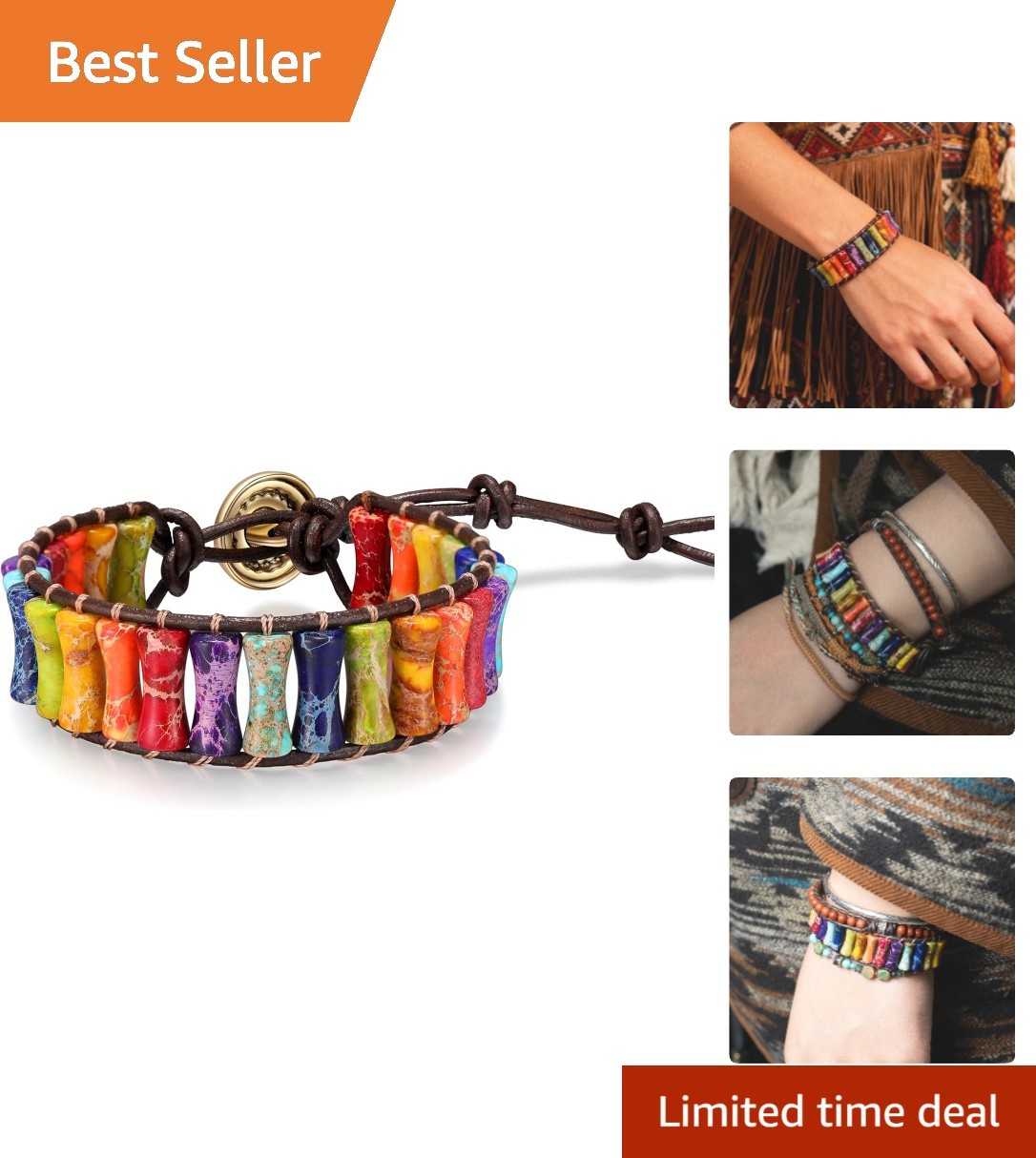 Inspirational 7 Chakra Bracelet – Handmade Natural Stone Jewelry for Self-Love