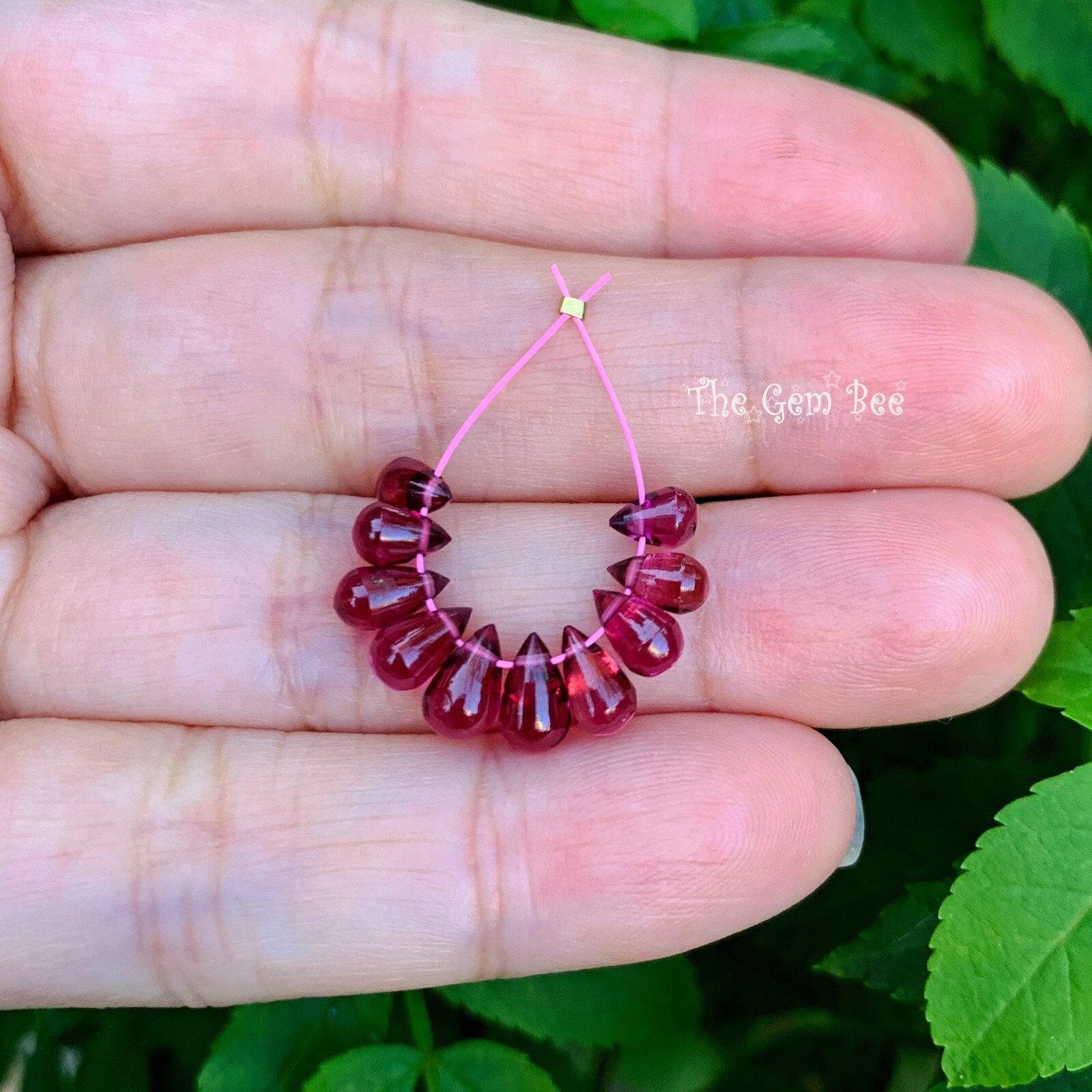 Gem Rhodolite Garnet Smooth Full Teardrop Briolette Beads (10)