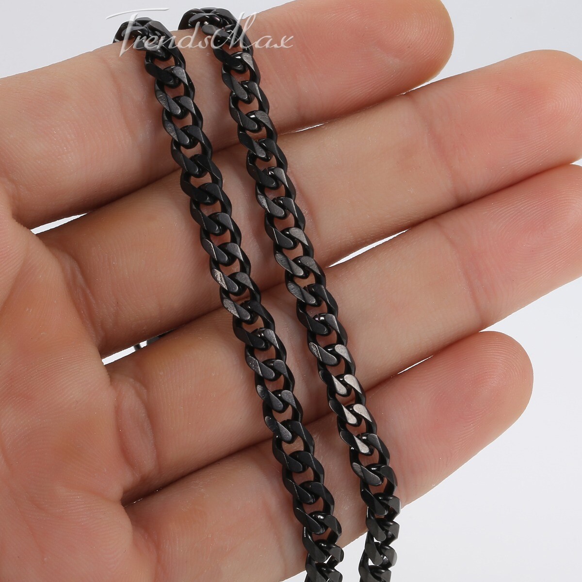 Men’s Black Stainless Steel Cuban Necklace Curb Chain 3/5/7/9/11mm Bracelet Link