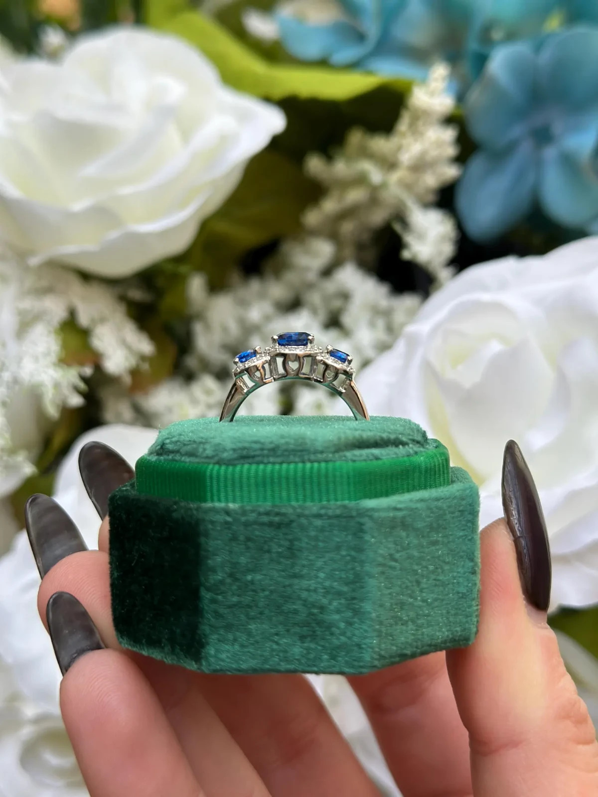 2.50 Ct Round Cut Natural Sapphire Diamond Wedding Ring 14K Solid White Gold 6