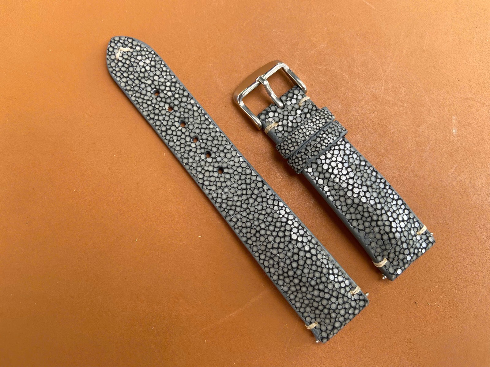 Gray Stingray Leather Watch Strap Band, Size 18mm 19mm 20mm 21mm 22mm 24mm 26mm.