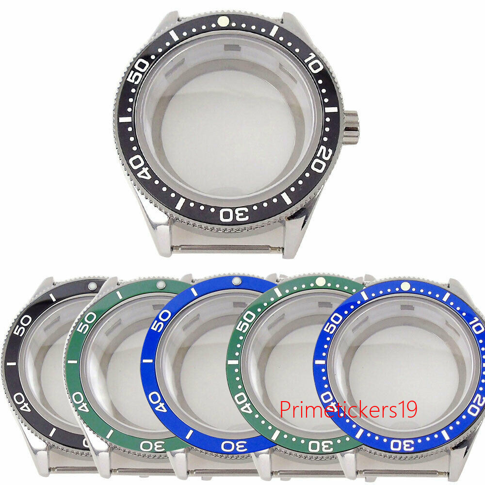 42mm Watch Case Sapphire Glass Fit NH35 ETA2824 PT5000 Glass Back Ceramic Bezel