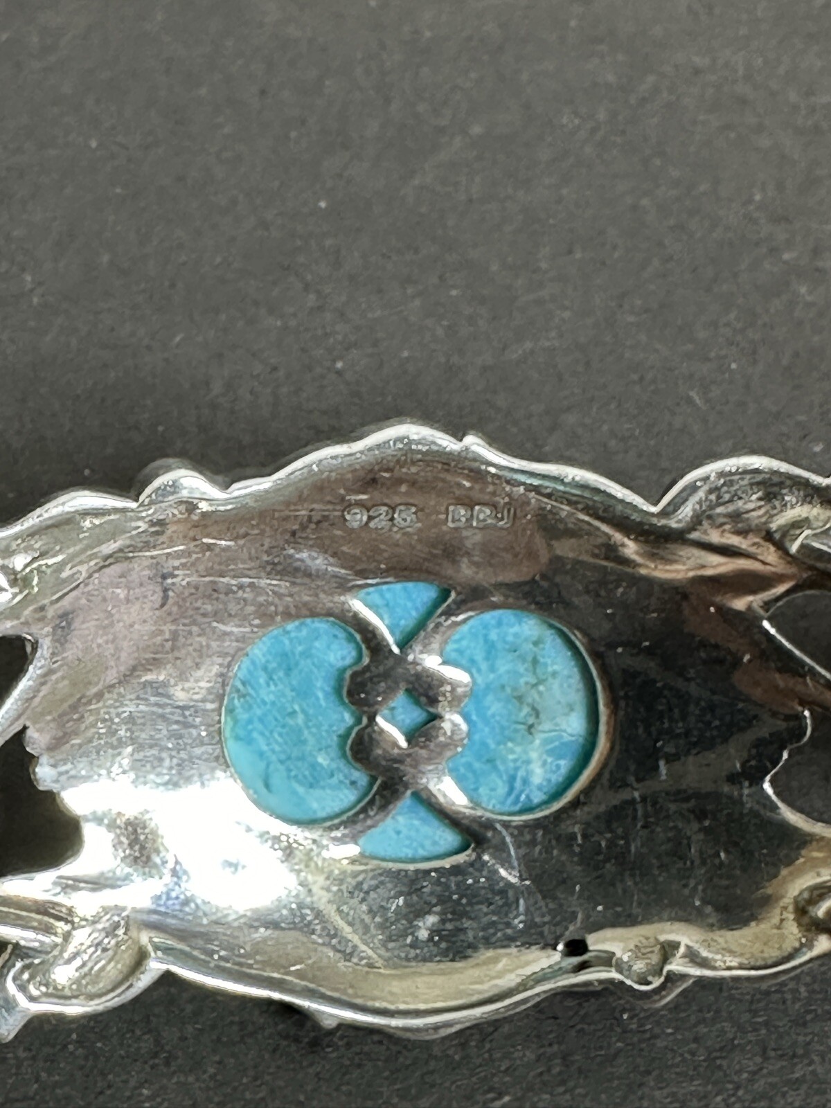 STERLING SILVER TURQUOISE FLOWER DESIGN BBJ TOGGLE BRACELET Adj.Bangkok Ratnaraj