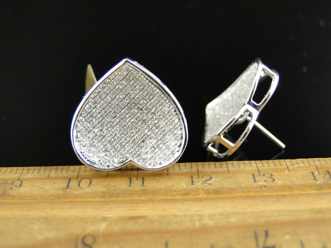 1.5ct Lab-Created Moissanite Iced Hip Heart Stud Earrings 14k White Gold Plated