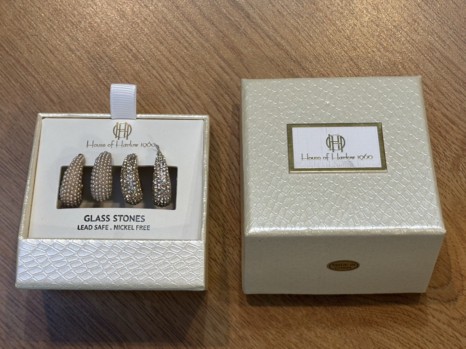 House of Harlow 1960 Set of 2 Earrings Glass Stones Lead Nickel Free Gold Tone