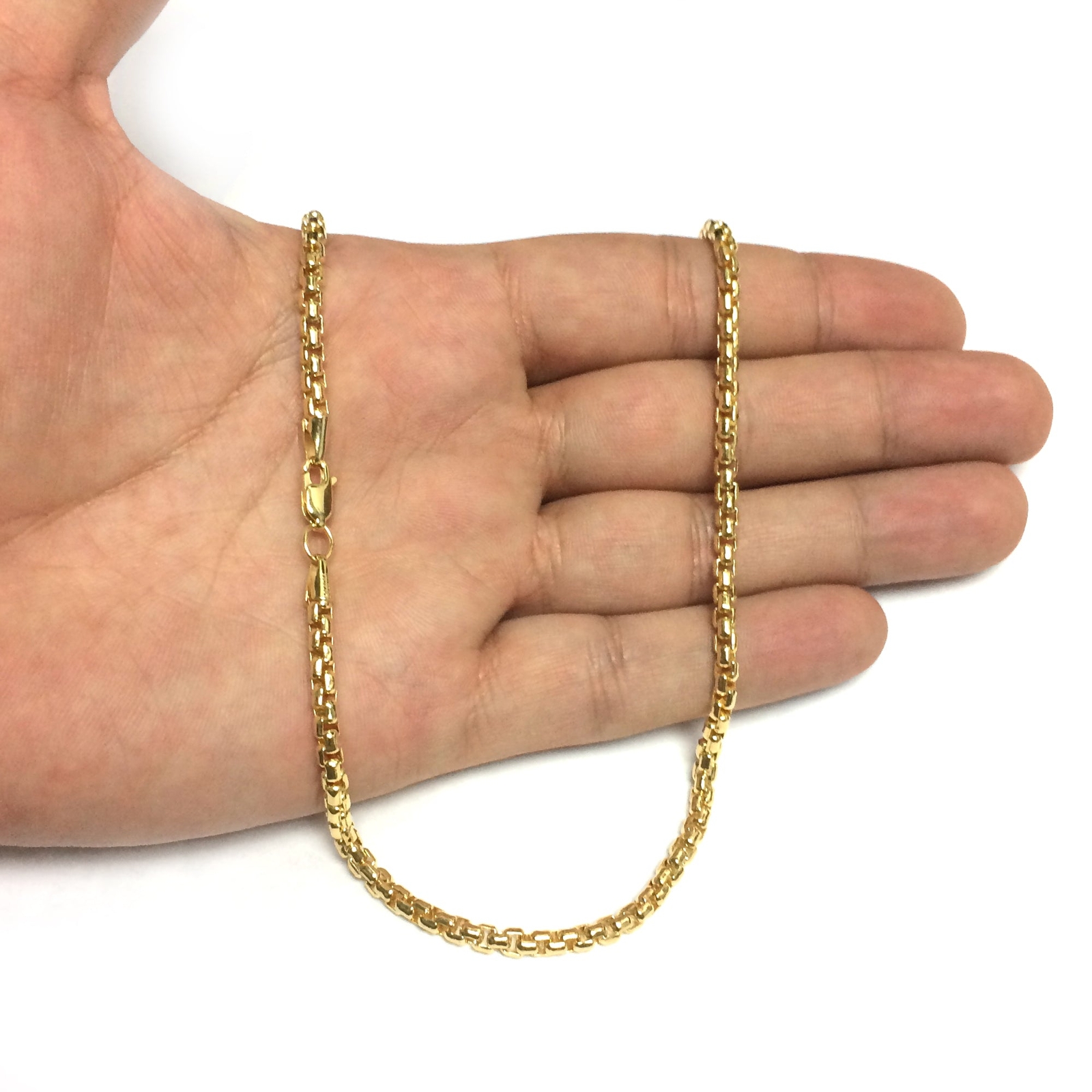 14k Yellow Real Gold Filled Round Box Chain Necklace, 3.4mm, 20″