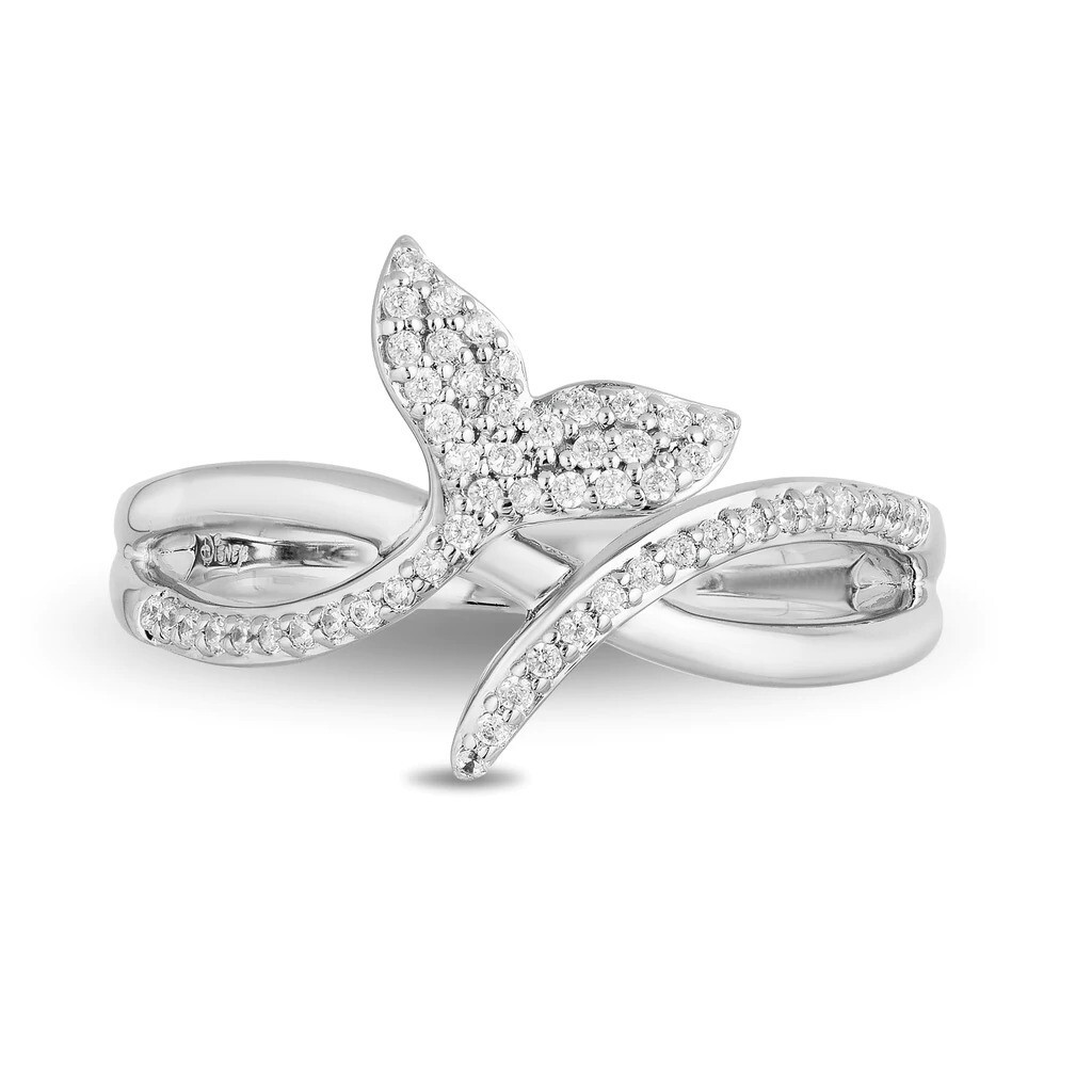 0.27Ct White Round Cut CZ Whale Fin Inspired Women’s Ring In 925 Sterling Silver
