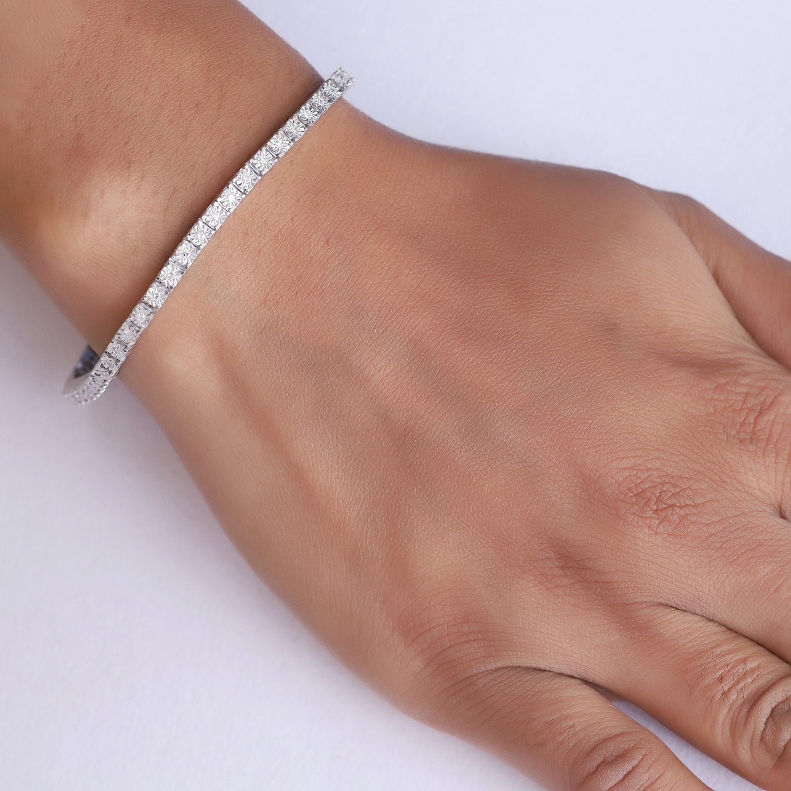 1/2 Ct Lab Grown Diamond Tennis 7.25″ Bracelet 925 Sterling Silver Round Cut