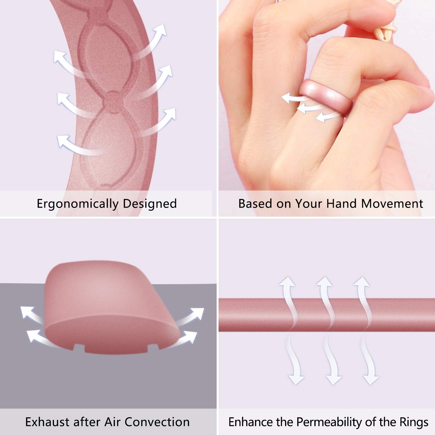 Silicone Wedding Ring for , Breathable Inner Curve Band