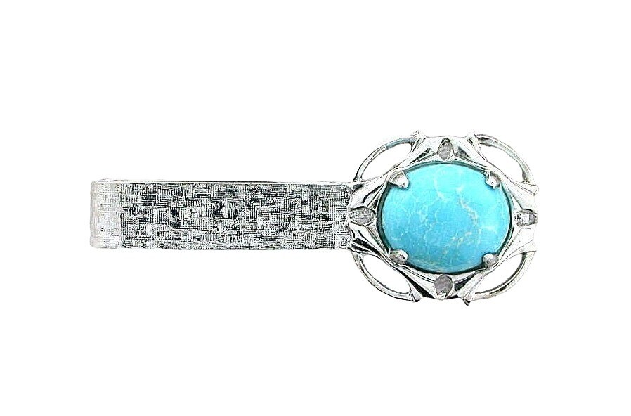 1 2/3 INCH OVAL SLEEPING BEAUTY TURQUOISE GEMSTONE TIE CLIP TIE BAR EBS7768