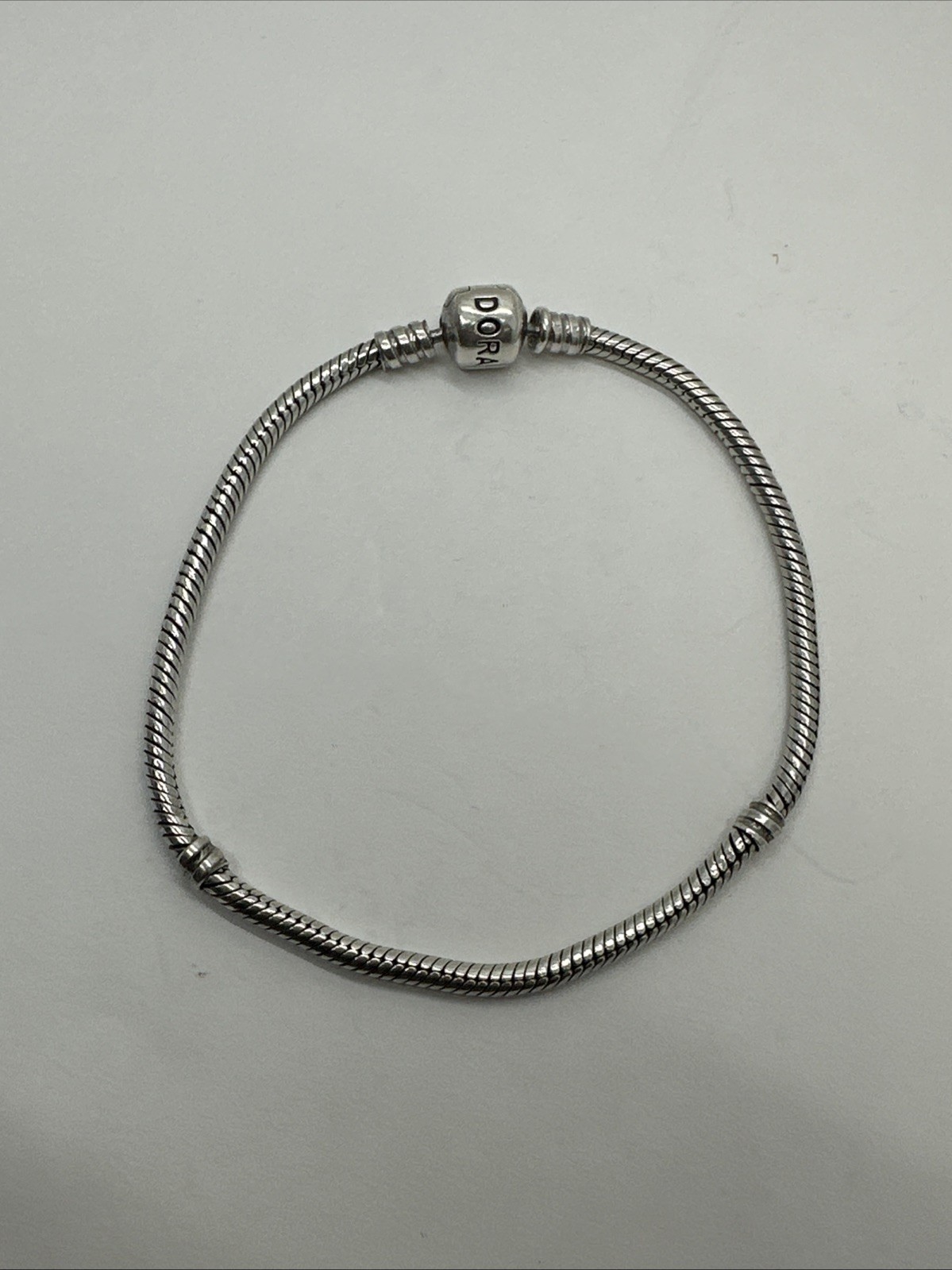 Genuine Pandora Silver Barrel Clasp Moments Bracelet 590702HV Size 8