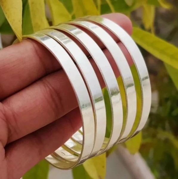 5 Set of Plain Silver Bangles 925 Silver Stackable Bracelets Everyday Wear Z02