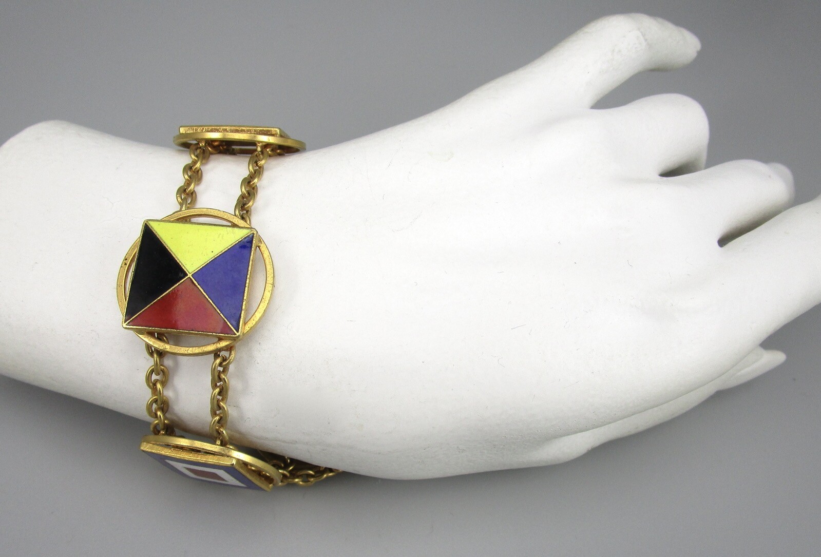 RARE 1980’S ANDREW SPINGARN NAUTICAL FLAG THEME ENAMEL BRACELET