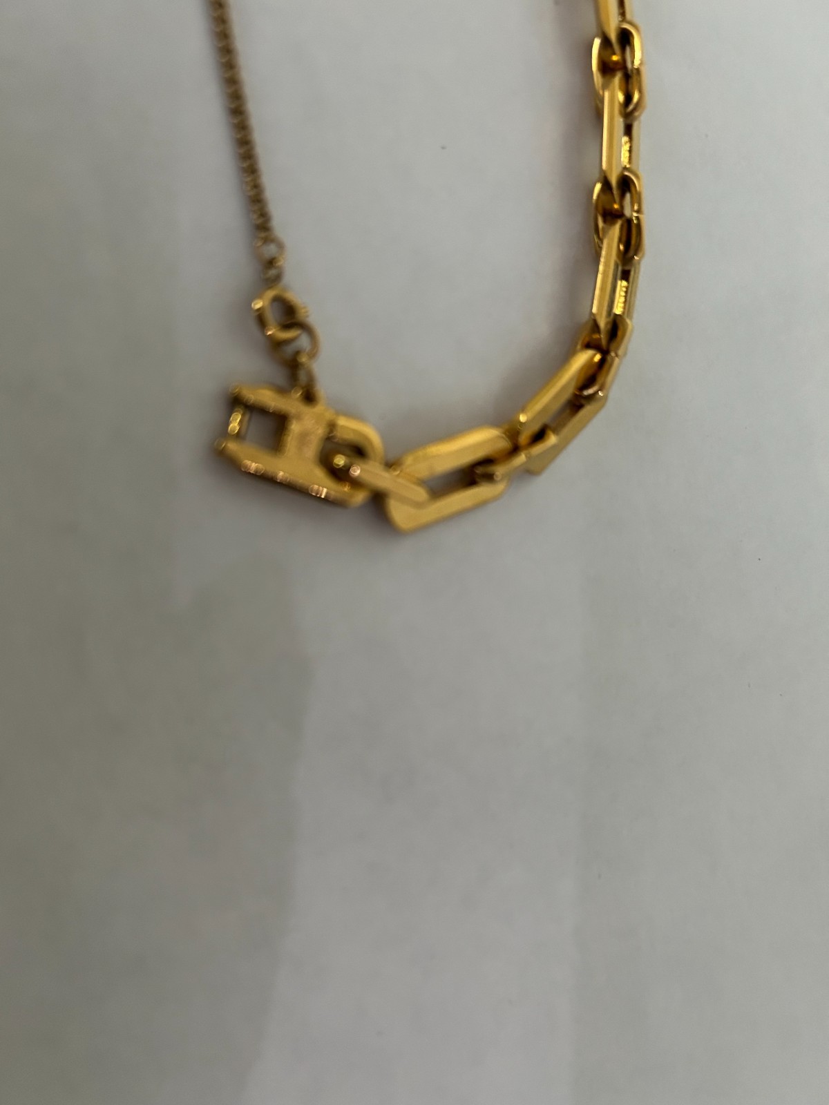Vintage Monet Gold Tone Geometric Link Bracelet with Safety Chain 7″ and Tag