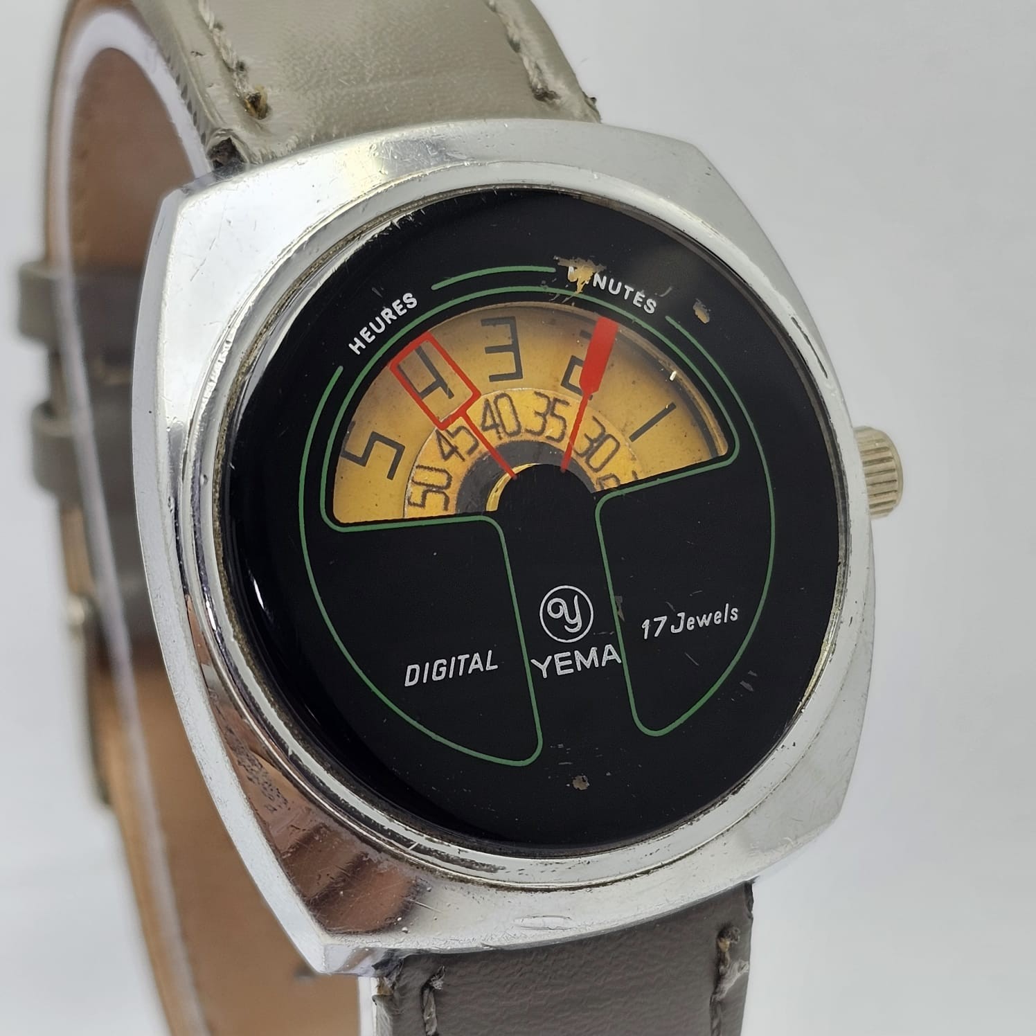 Yema Digital Jump Hour 36801 Manual Winding Vintage Men’s Watch