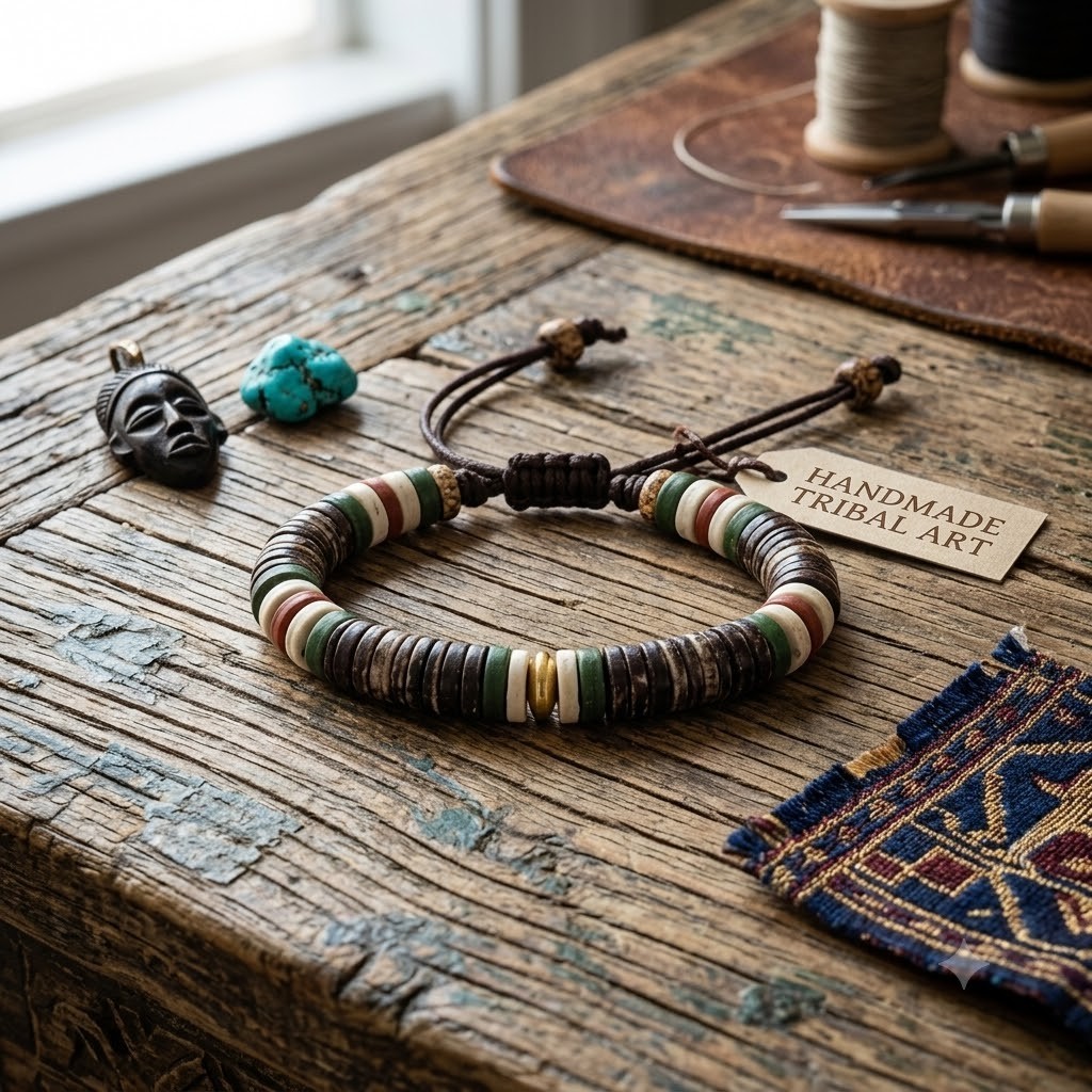 Antique Beaded Bracelet African Mexican Beads Bracelets Tribal Band Mens Jewelry