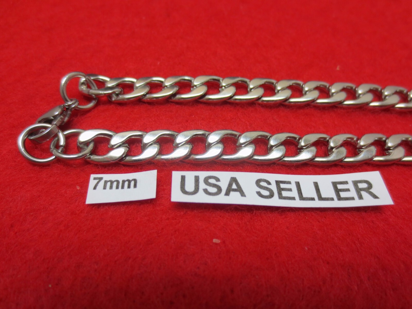 16″-84″ 3/4/5/6/7/9/10/12 MM STAINLESS STEEL SILVER PLATED CUBAN CURB CHAIN