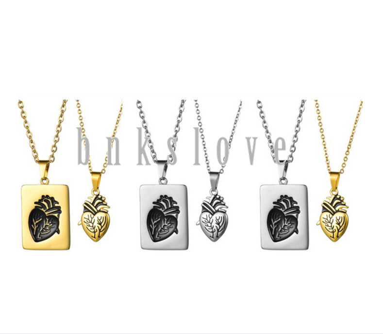 Men Women Couple Necklace Anatomical Heart Matching Puzzle Pendant Necklace Gift