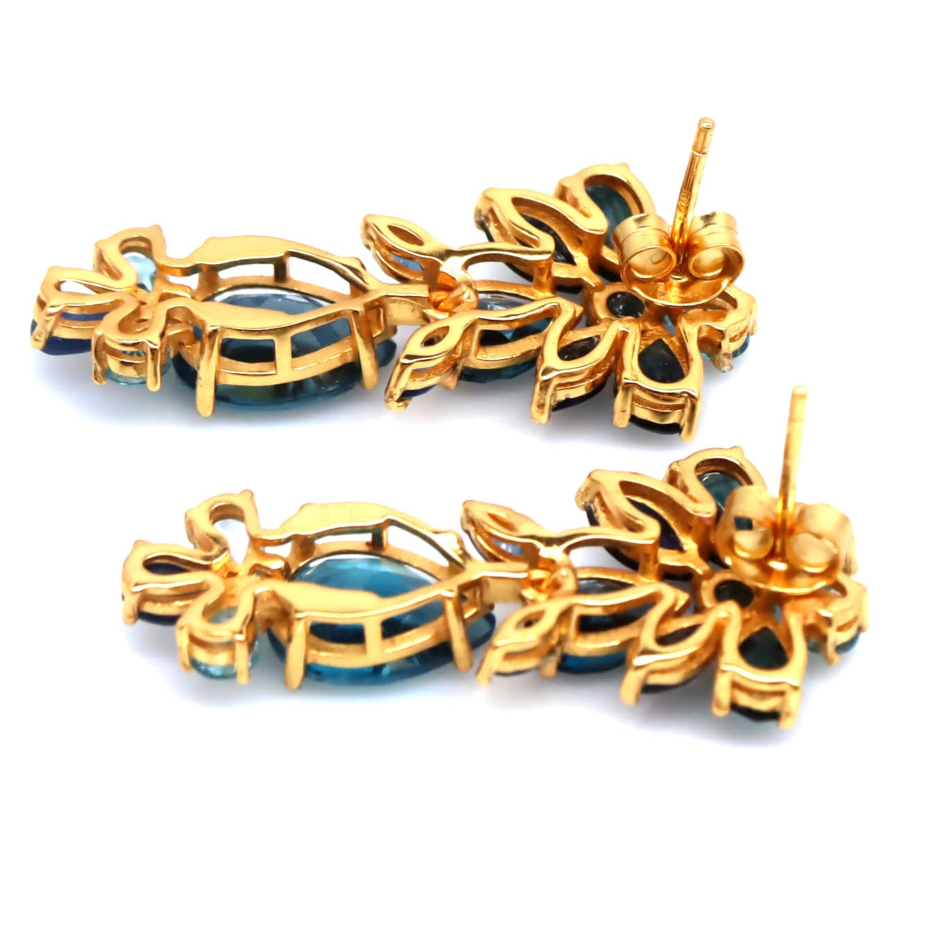 925 Sterling Silver London Blue – Sky Blue Topaz & Blue Sapphire Earrings