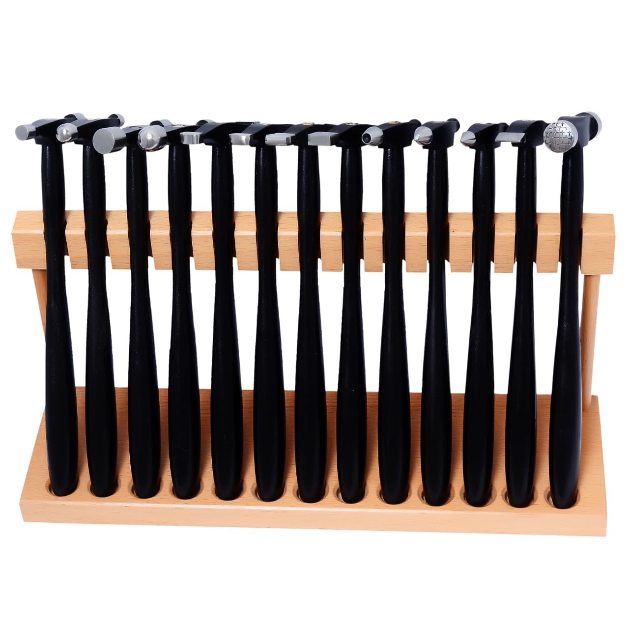 13 Pcs Jewelry Designer Hammer Set Wood Stand Metal Forming Texture Artisan Tool