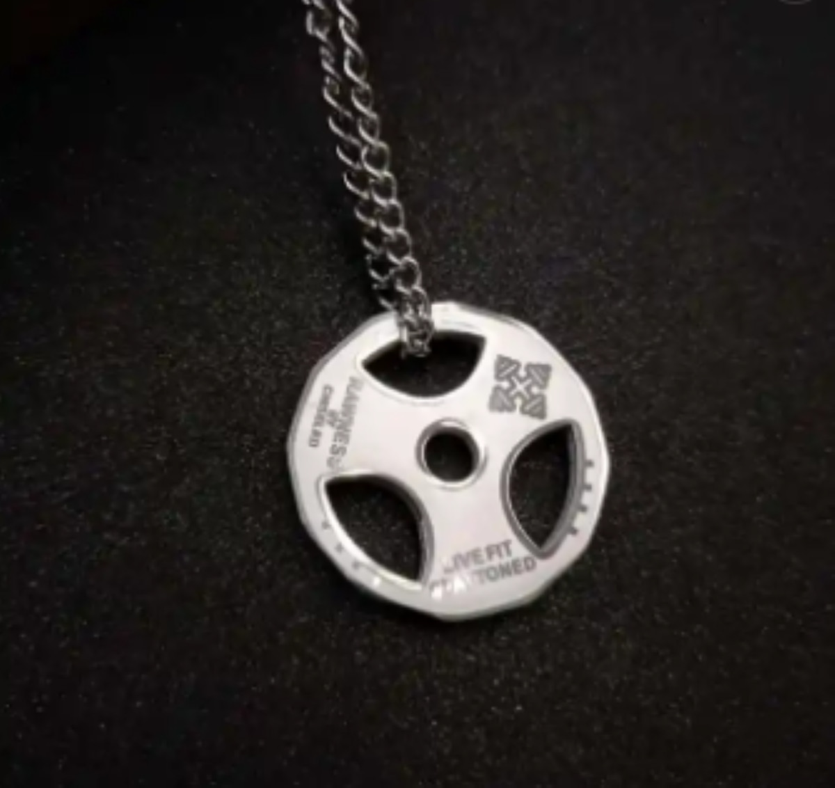 Weight Plate Gym Bodybuilding Fitness Sport Jewelry Necklace Silver