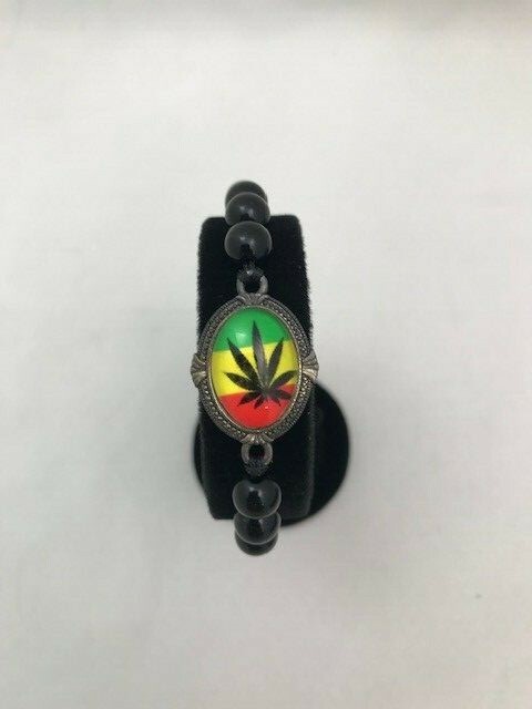 Celebrity Favorite Unisex Black beaded pot plant adjustable bracelet