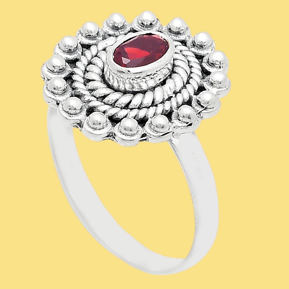 Hessonite Garnet – Madagascar 925 Sterling Silver Ring s.8 Jewelry R-1124