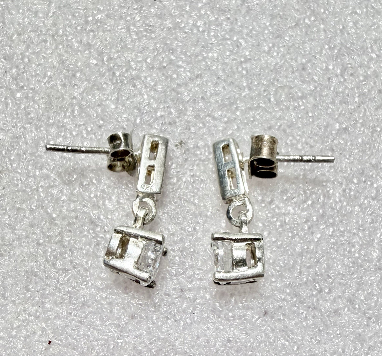 925 Sterling Silver 3/4” Drop Dangle GEM Earrings 3.29g