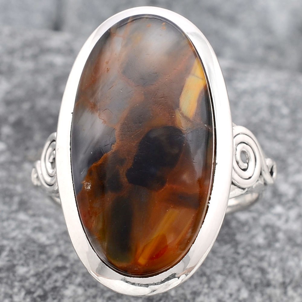 Natural Pietersite – Namibia 925 Sterling Silver Ring s.8 Jewelry R-1062