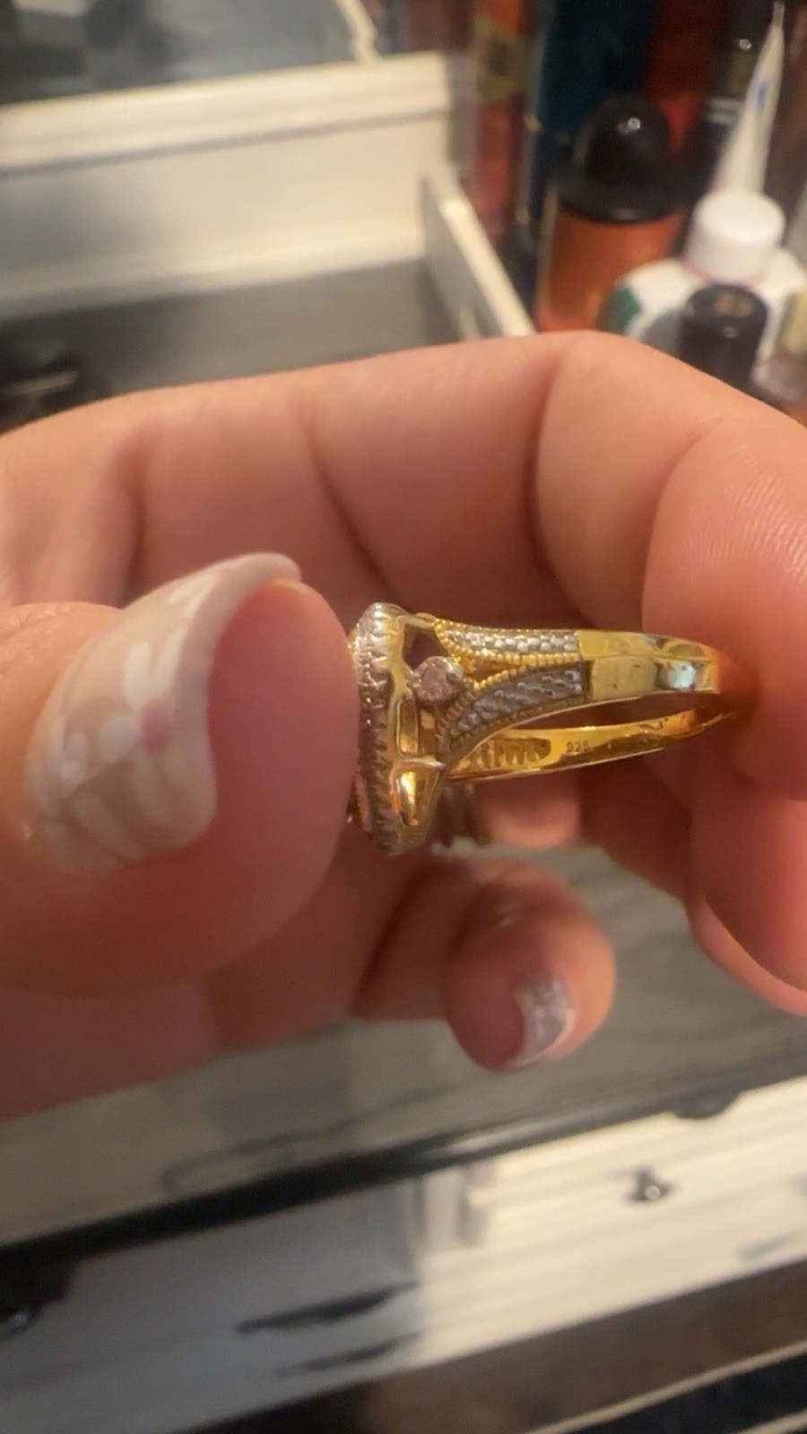 Size 7 Brilliance Fine Jewelry Heart Diamond Cocktail Ring Yellow Gold