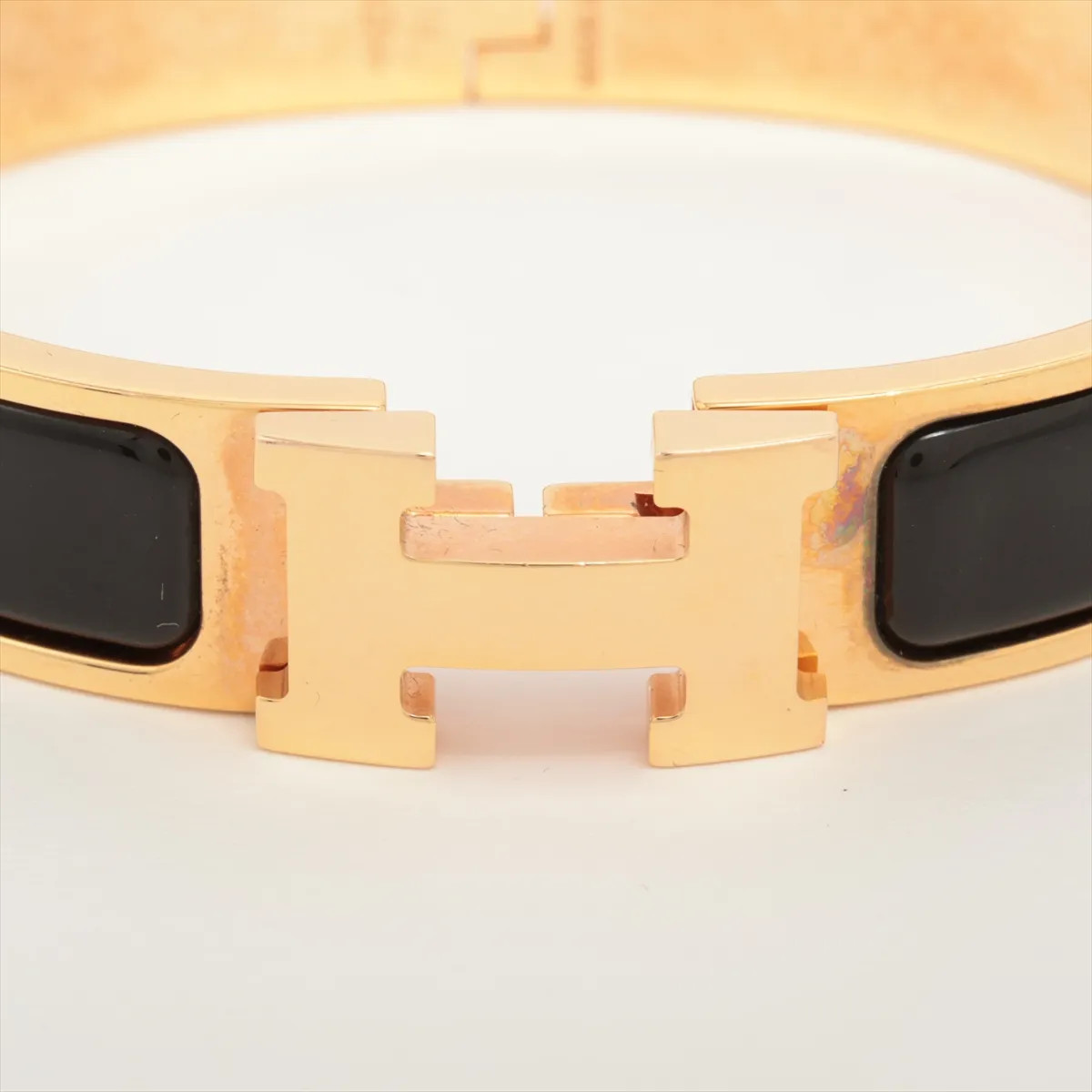 Hermès H Bangle Clic Clac PM Bracelet GP×Enamel Black×Gold
