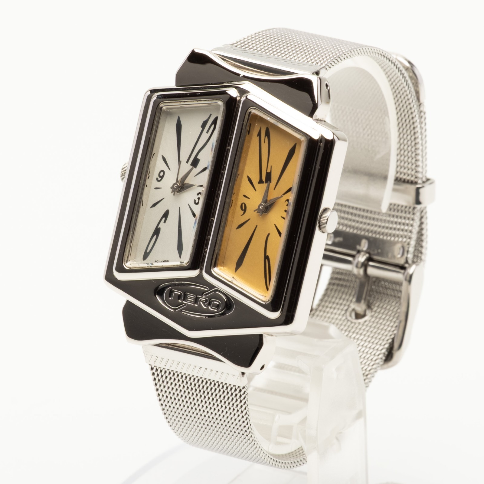 Vintage [EXC+5] PA-NERO PC11-M001 Silver Dual Time 35mm Quartz Men’s Watch