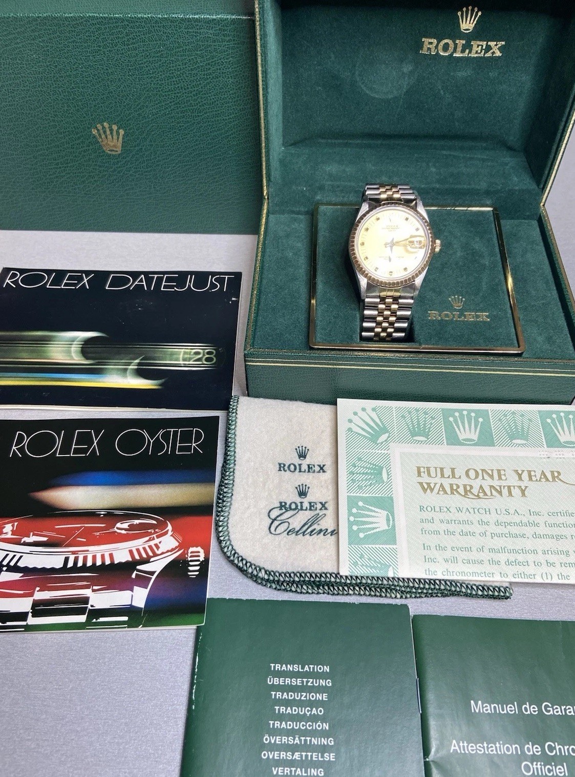ROLEX ♛ Oyster Perpetual Date 15053* SS & 18K Full Set With Extra Dial ~Preloved