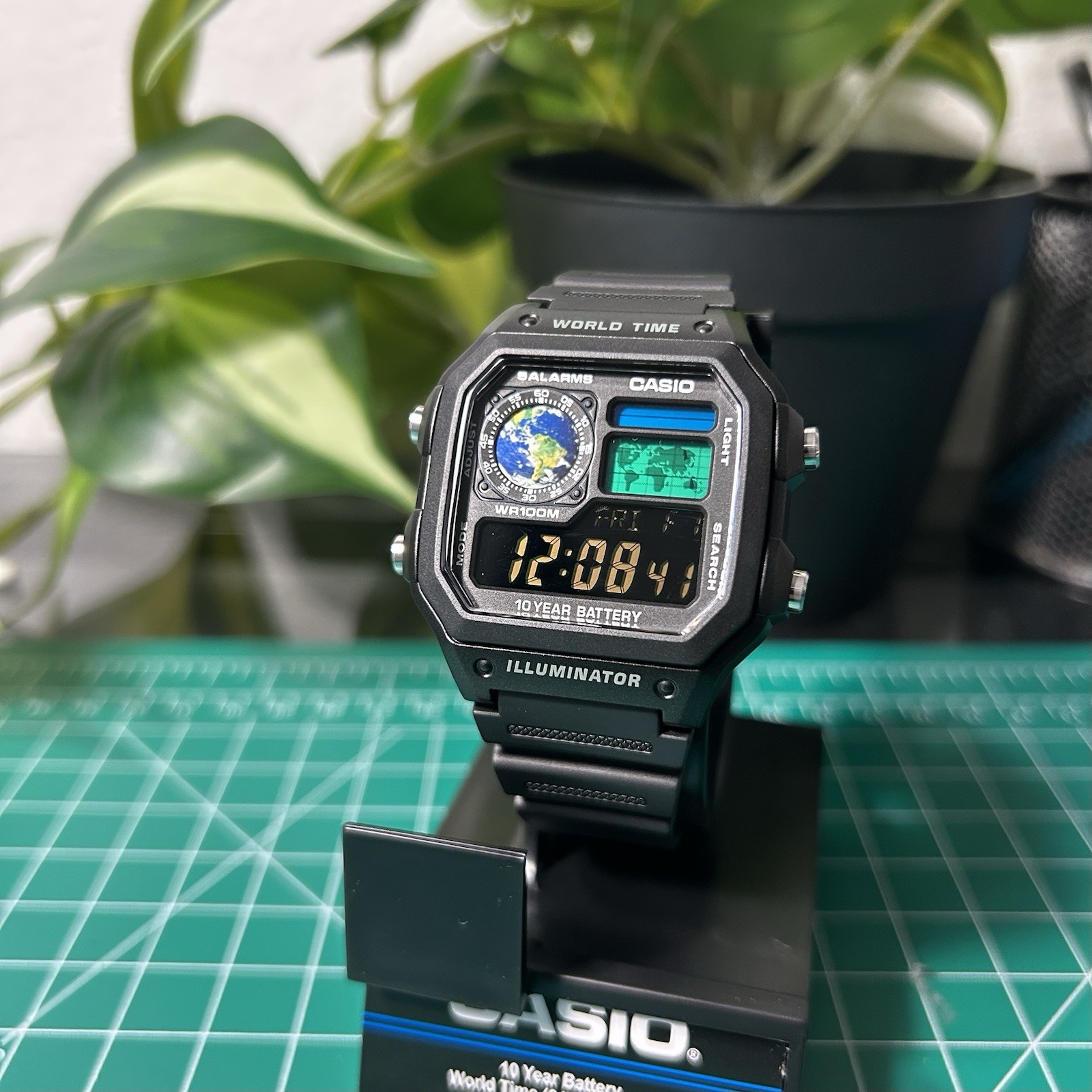 Custom Casio AE1200WH Watch | Negative Display Earth Mod