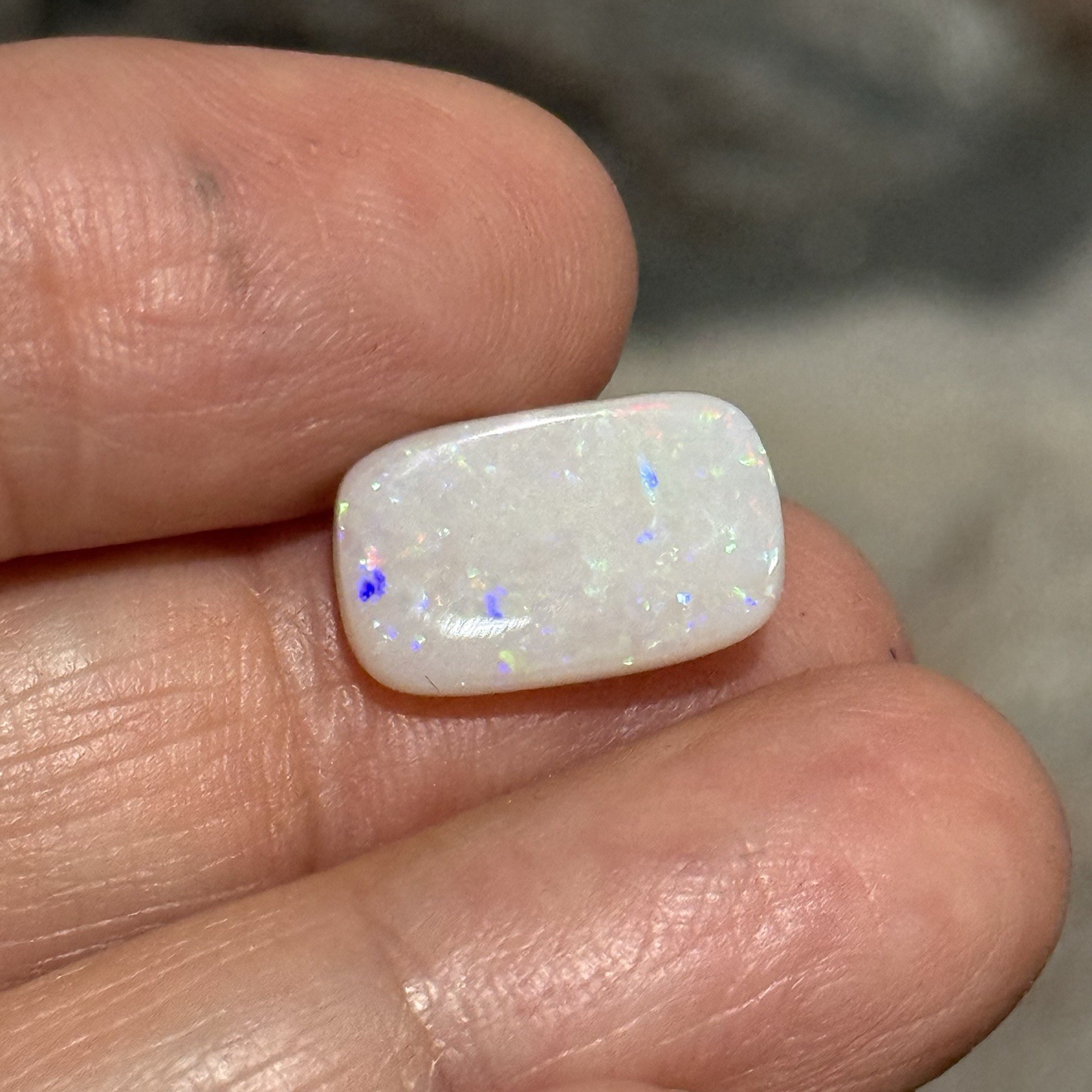 4.1ct 15.1×9.3×3.3mm Solid White Coober Pedy Stardust Australian Opal Cabochon