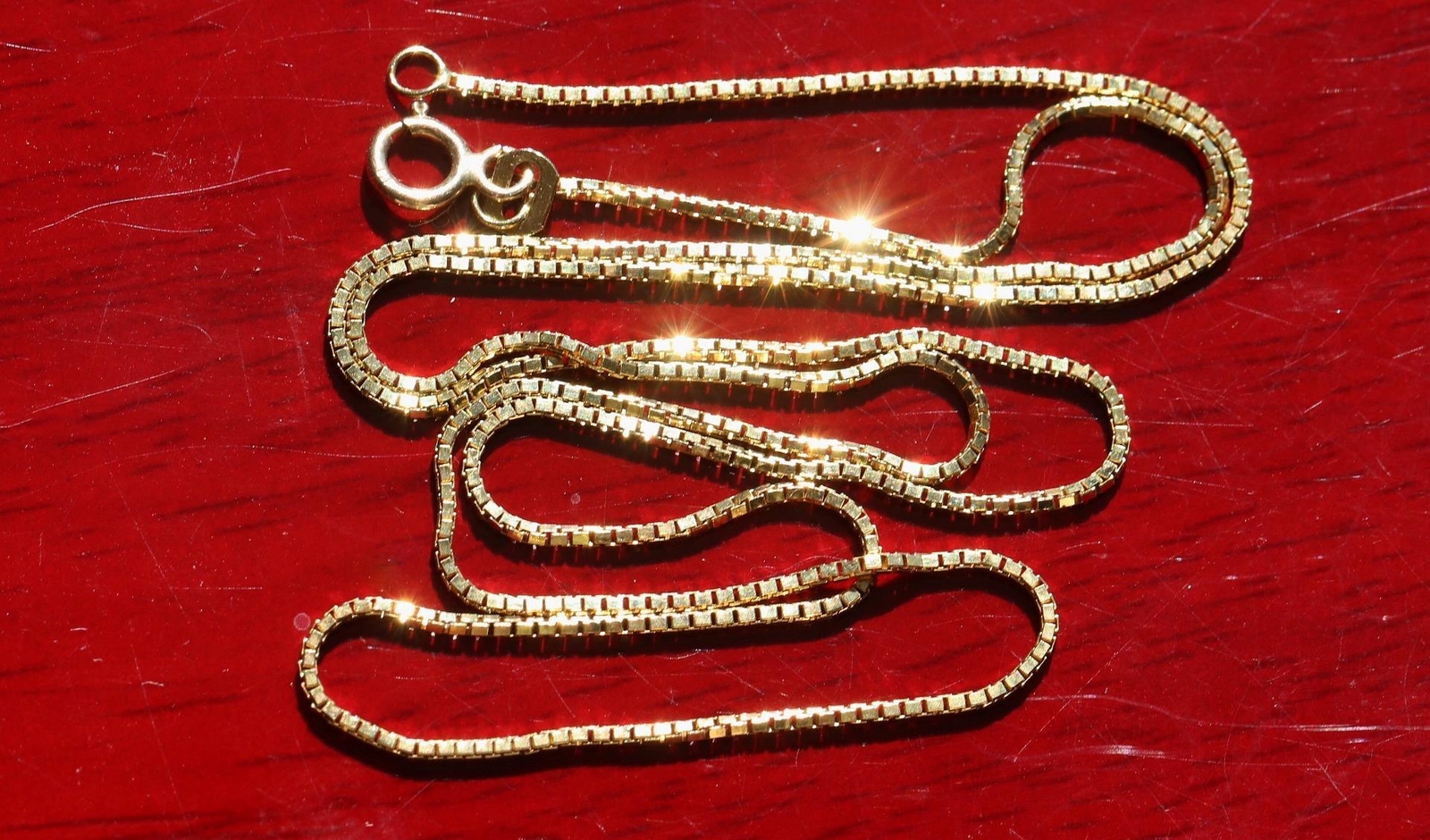14k yellow gold necklace 18.0″ box link chain vintage handmade 2.6gr N2801