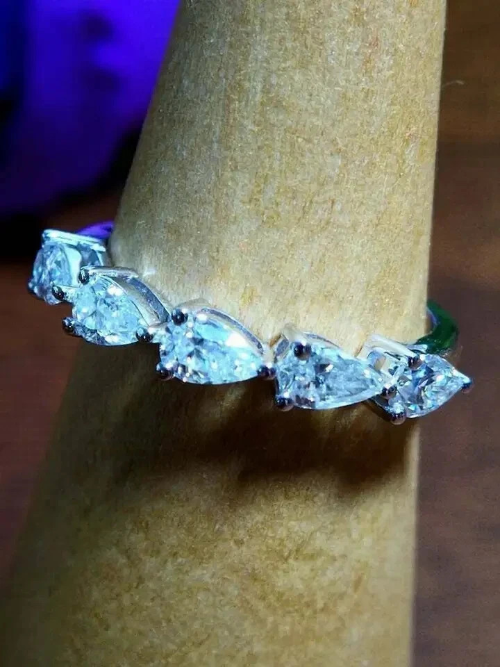 1.50Ct Pear Cut Lab Created Diamond 14K White Gold Finish Wedding Band