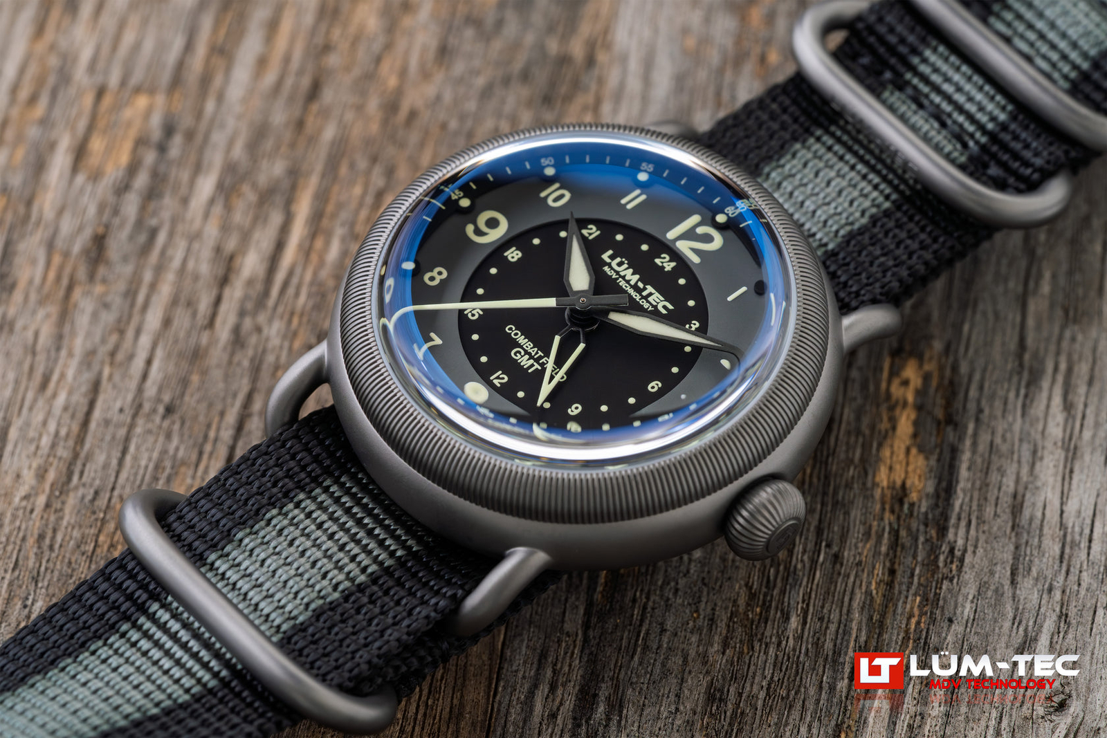 Lum-tec Watch Combat Field X6Titanium, GMT, 2 straps, Made in USA! 44mm, NEW