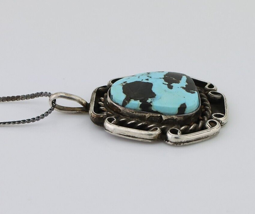 Navajo Necklace 925 Silver Dry Creek Turquoise Native American Artist C.90’s