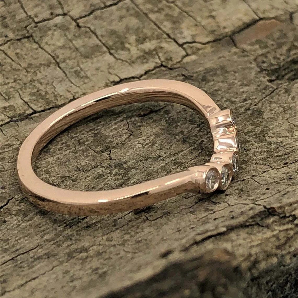 2 Ct Round Cut Simulated Diamond 5-Stone Wedding Band Ring 14k Rose Gold Plated