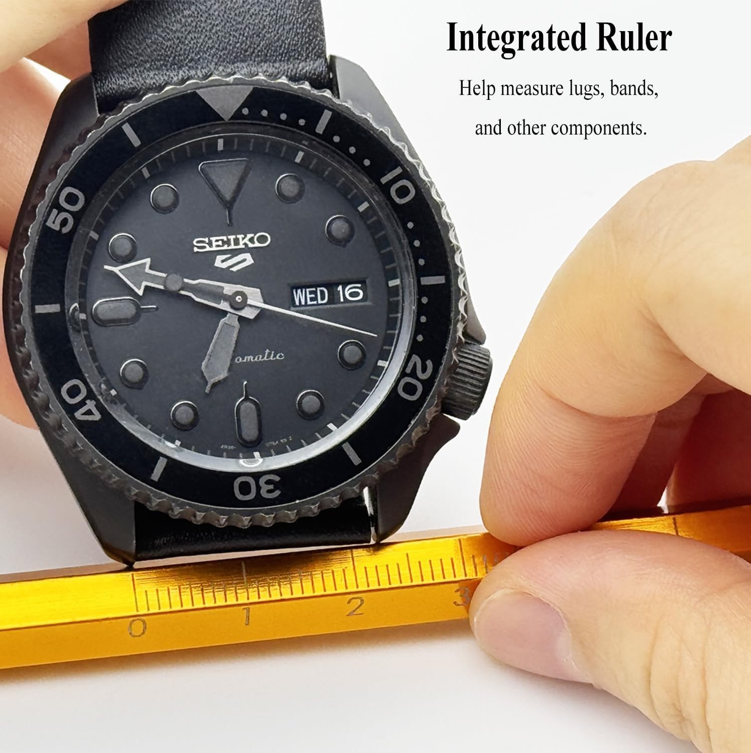 Compact Watch Band Tool Kit with Integrated Ruler & Backup Forks – Gold Accent