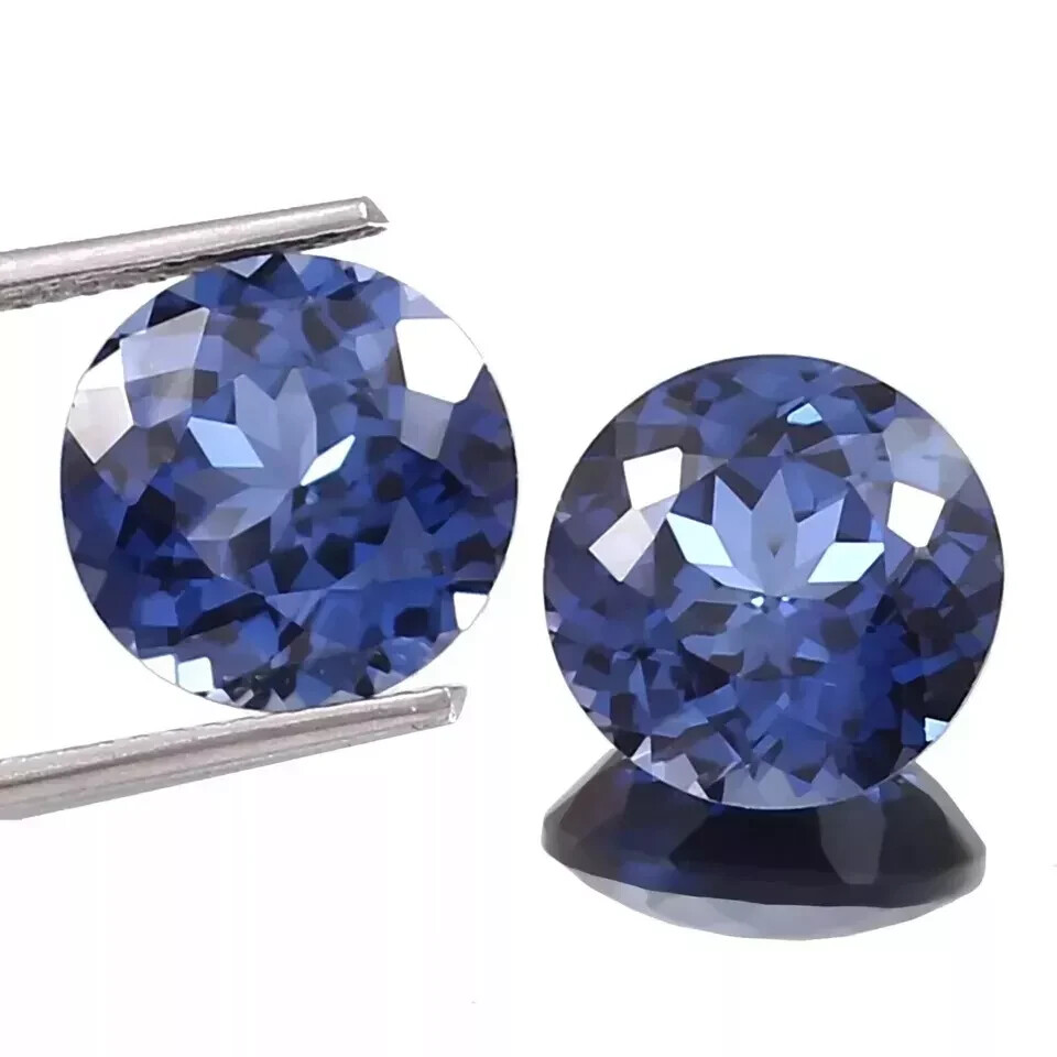 30 Ct Natural Blue Sapphire Ceylon Round Cut Certified Loose Gemstone Pair